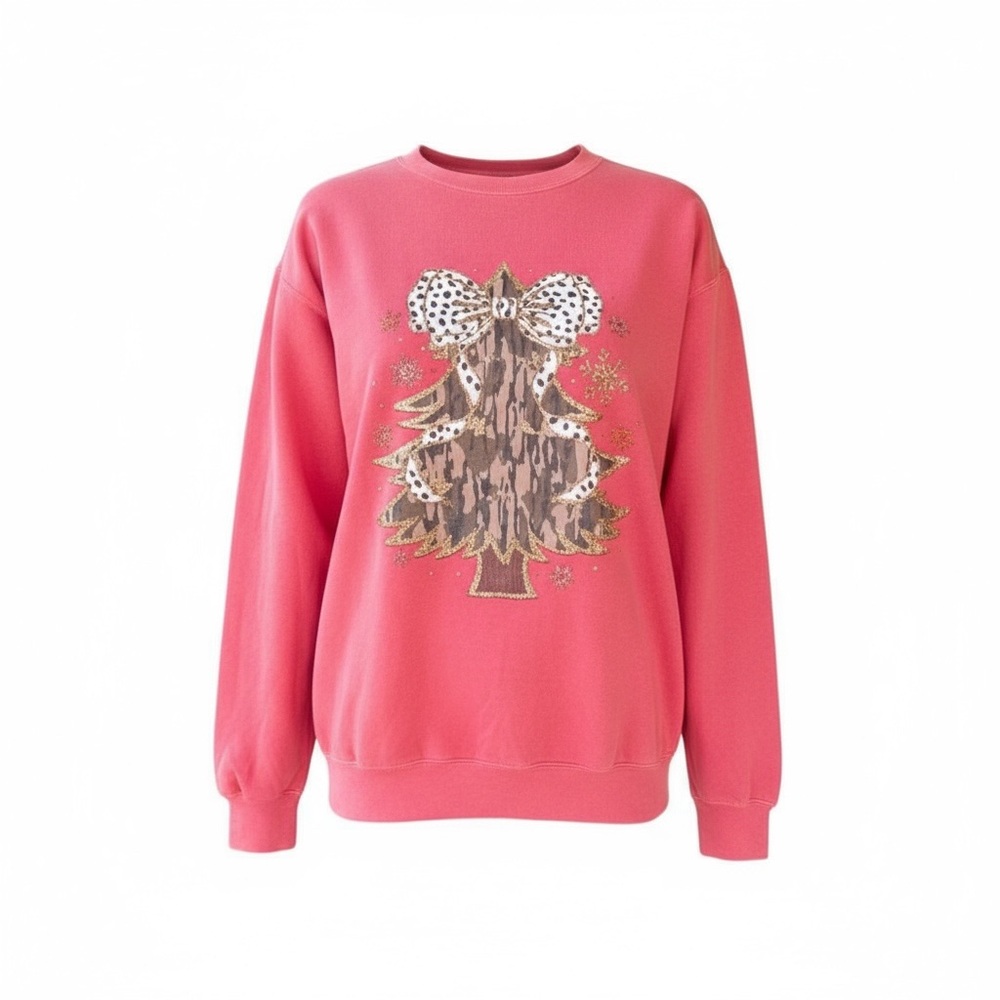Camo Christmas Tree w/ Polka Dot Bow Sweatshirt